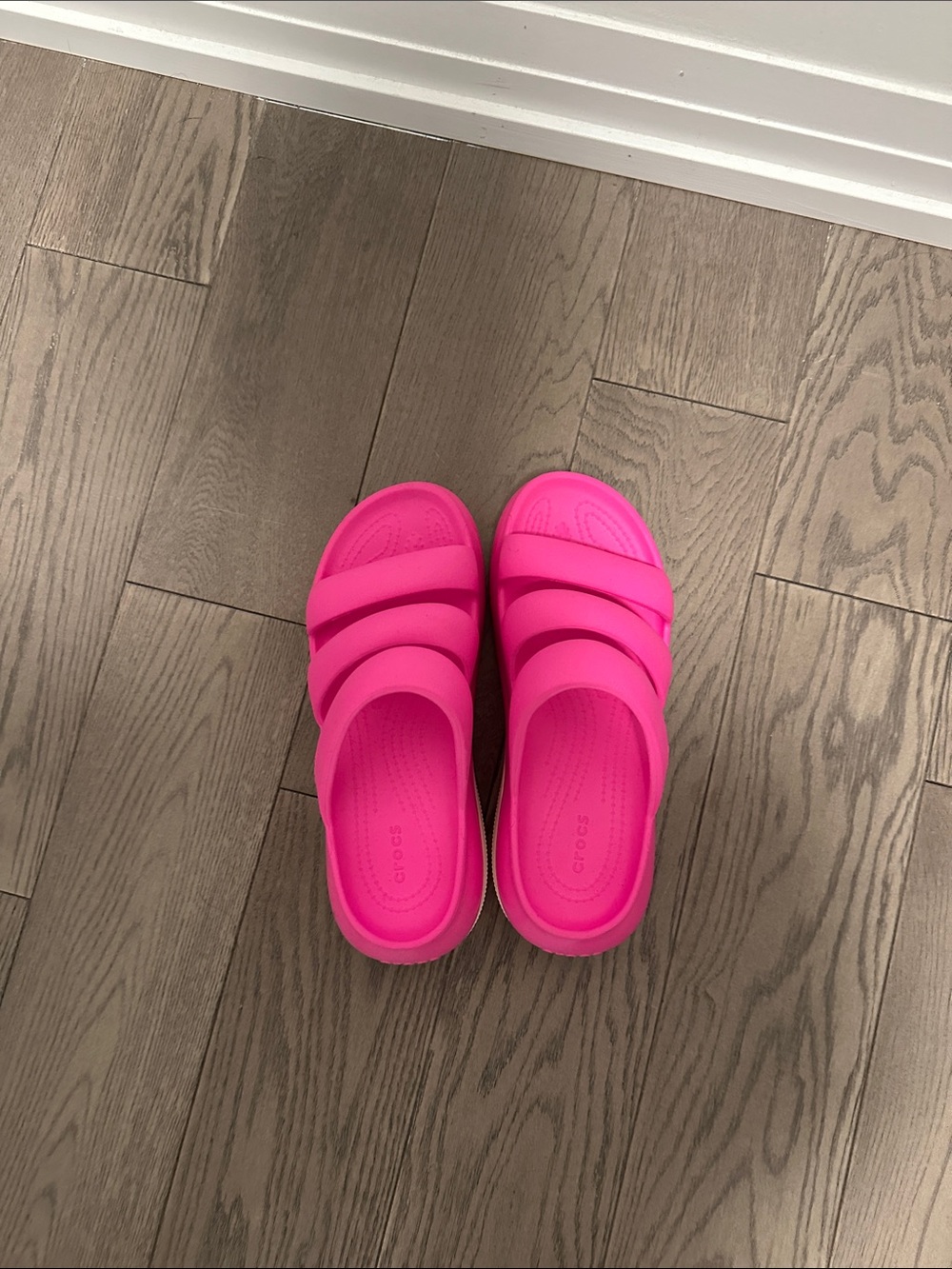 CROCS Kids' Hot Pink Strappy Slide Sandals